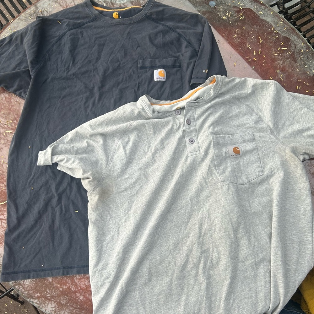 Set of 3 men’s relaxed fit carhartt short sleeve blue grey black henley stripe